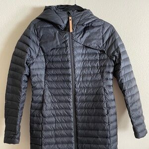 Indyeva Womens Small Duck Down Feather Black Hooded Puffer Jacket Coat